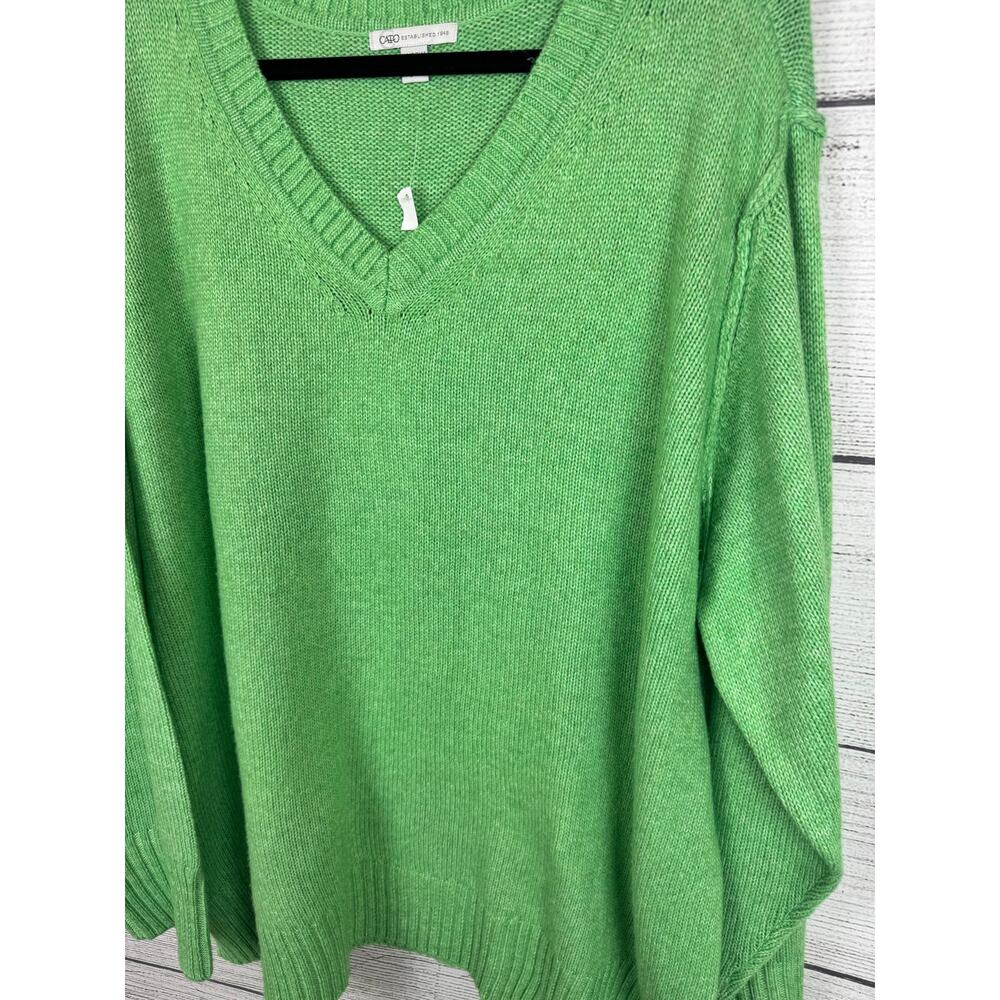Cato Plus Size Green Knit V-Neck Sweater Size 26/28W - Picture 6 of 7